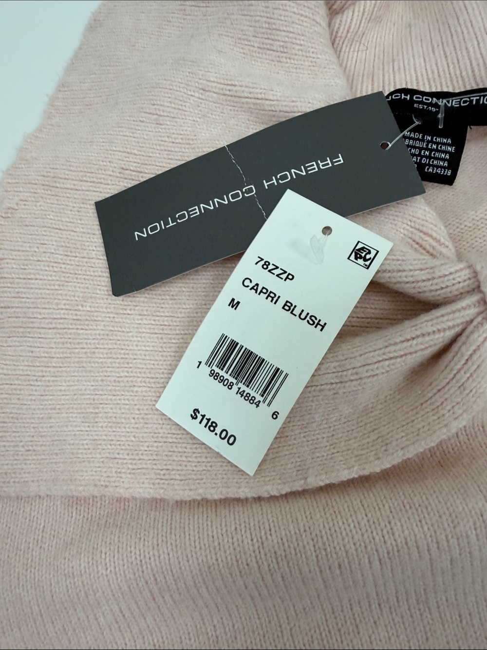 French Connection NWT$118  Soft Pink Women's Cashmere-Blend Funnel Neck Sweater - Picture 2 of 4